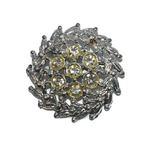 Vintage Silber Ton und Strass Runde Radial Pin Brosche. Schal Schal Pin.