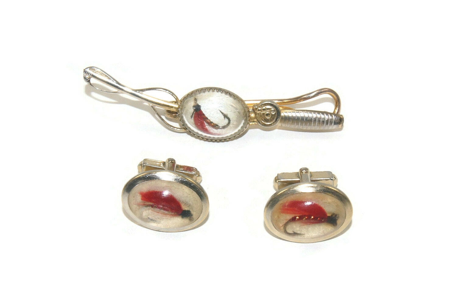 Boutons De Manchette Vintage Anson - Dôme Bleu Translucide Doré - Inscription PAT PEND