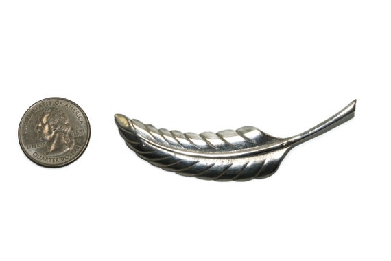 Vintage Sterling Silver Leaf Brooch. Marked Sterl… - image 3