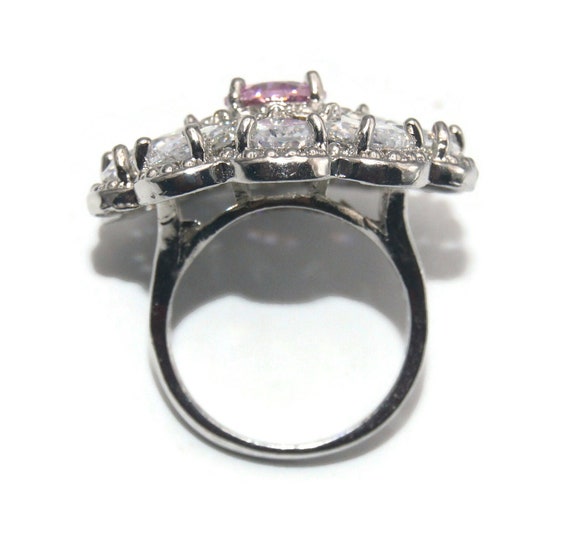 Vintage Sterling Silver with Pink and Clear Rhine… - image 7