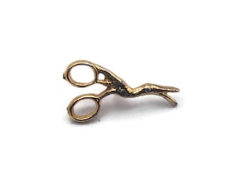 Vintage goudkleurige ooievaarsschaar reversspeld, spreidspeld, cadeau voor haar, borduurschaar, naaisterpin, kleine pin, schaarpin.