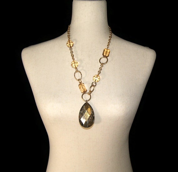Vintage Gold Tone Beaded 24 to 27 Inch Adjustable… - image 1