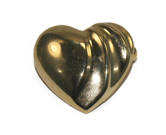 Vintage Gold Tone Heart Brooch. Simple Brooch. - image 1