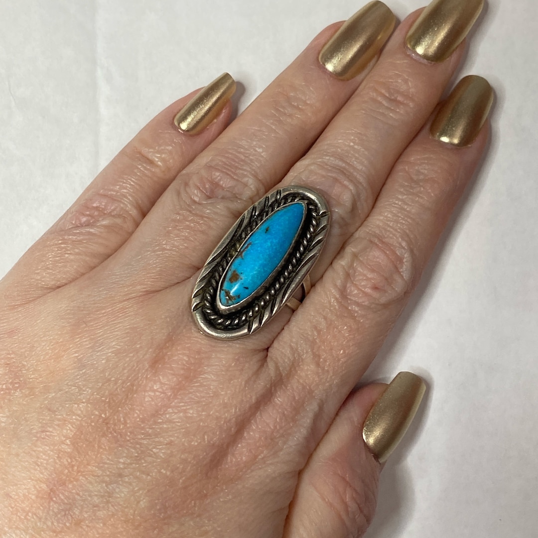Native American Vintage Sterling Silver and Turquoise US Size 6 1/2 ...