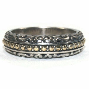 Vintage EFFY Sterling Silver and 18K Gold Size 7 Band. Hallmarked EFFY BH 925 18K.