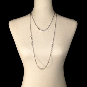 Vintage Monet 52 Inch Silver Tone Link Necklace with Spring Ring Clasp. Monet Hallmark Tag.