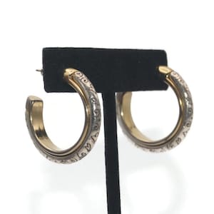 Vintage Silver Tone and Gold Tone Hoop Earrings with Post Backs for Pierced Ears.