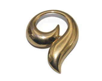 Vintage TAT Gold Ton Modernist Swirl Brosche. TAT Stempel.