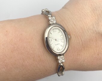 Vintage Fleur-de-lis Japan Movt 28261 Stainless Oval Link Watch Vintage LINEL Watch Oval Face Japan Movt Stainless Steel For  main image 2