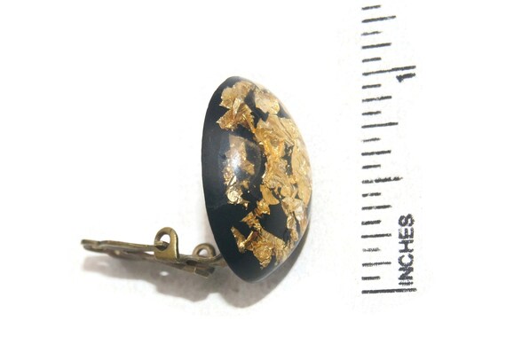 Vintage Gold  Tone with Black and Clear Resin Ova… - image 5