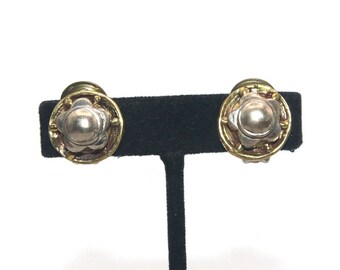 Boucles D'oreilles Vintage Années 80 - Clips Doré Et Argenté Pendantes - Métal - Sans Marque