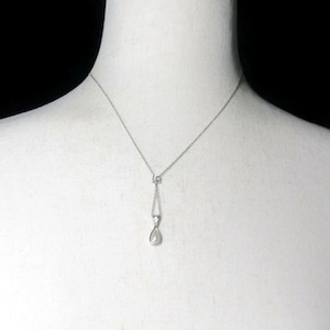 Avon Pendant Necklace, Vintage Silver Tone, Clear Rhinestones and Faux Pearl Pendant on 18&quot; Chain with Lobster Claw Clasp. Avon Hallmark.