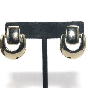 Vintage Gold Tone Door Knocker Dangle Clip on Earrings.