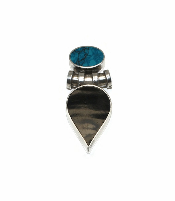 Vintage Mexico 950 Sterling Silver, Turquoise and… - image 1