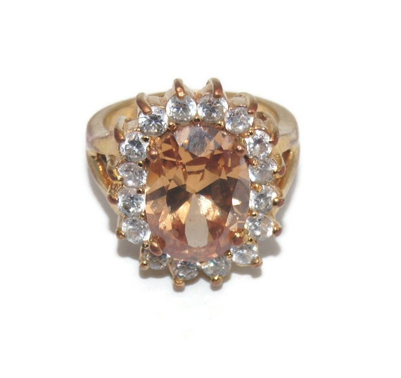 Vintage Gold Tone, Faux Citrine and Clear Crystal… - image 4