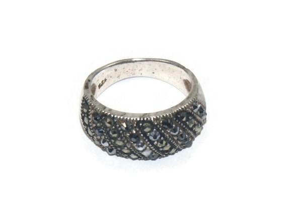 Vintage Sterling Silver and Marcasite Size 6 1/2 … - image 1