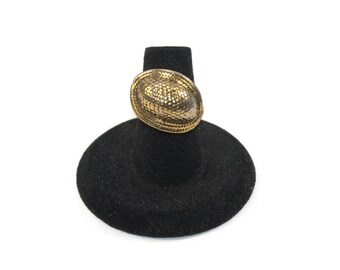 Vintage Textured Gold Tone Size 6 Statement Ring. Adjustable Ring.