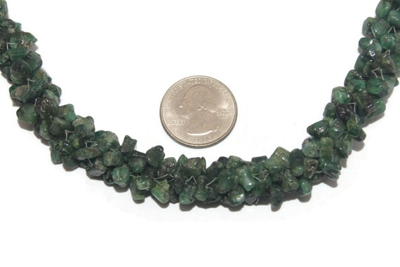 Chunky Vintage Green Aventurine Chip Beaded 26 In… - image 5