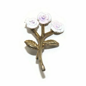 Vintage Gold Ton und rosa Harz Floral Brosche.