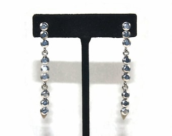 Vintage Silver Tone and Silver Tone Rhinestones Dangle Earrings with Post Backs for Pierced Ears.