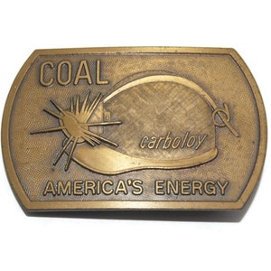 Vintage Brass Coal Carboloy America&#39;s Energy Belt Buckle.