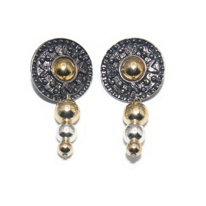 Vintage Silver and Gold Tone Dangle Earrings with Post Backs for Pierced Ears.
