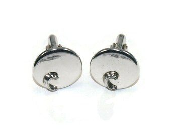Boutons De Manchette Swank Argentés Avec Monogramme 'J' - Modèle Vintage Pour Homme