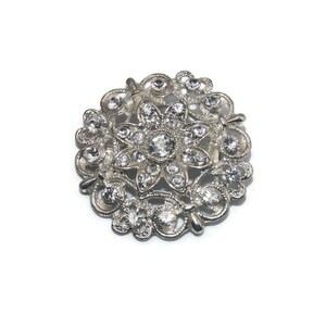 Vintage Silver Tone and Clear Rhinestones Brooch.