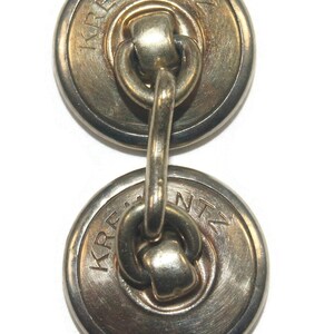 Antique Krementz Gold Plated and Abalone Double Sided Round Cuff Links. Krementz Hallmark. image 2