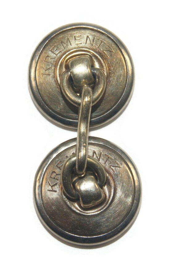 Antique Krementz Gold Plated and Abalone Double Sided Round