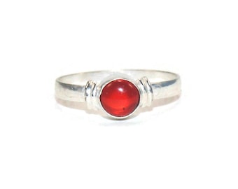 Vintage Silver and Red Stone Size 8 1/2 Statement Ring.