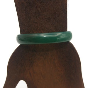 Vintage Carved Green with Red Agate 7 Inch Bangle Bracelet.