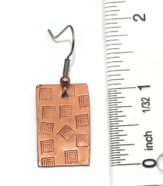 Vintage Copper Rectangular Modernist Stamped Dang… - image 4