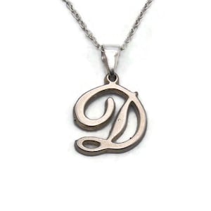 Collar con colgante de monograma de la letra "D" en tono plateado vintage con cadena de 18 pulgadas, para uso diario, para negocios, regalo para ella. Estilo minimalista.