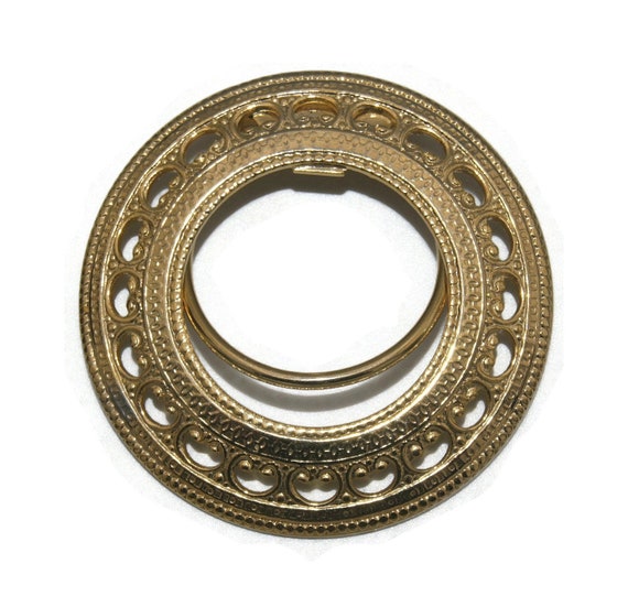 Vintage Gold Tone Circular Dress Clip, Sweater Cl… - image 4