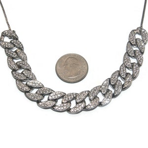 Vintage Silver Tone and Clear Rhinestones Adjustable 24 Inch Adjustable Bib Necklace with Slide Clasp. image 6