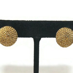 Small Vintage Round Domed Gold Tone Clip on Earrings.