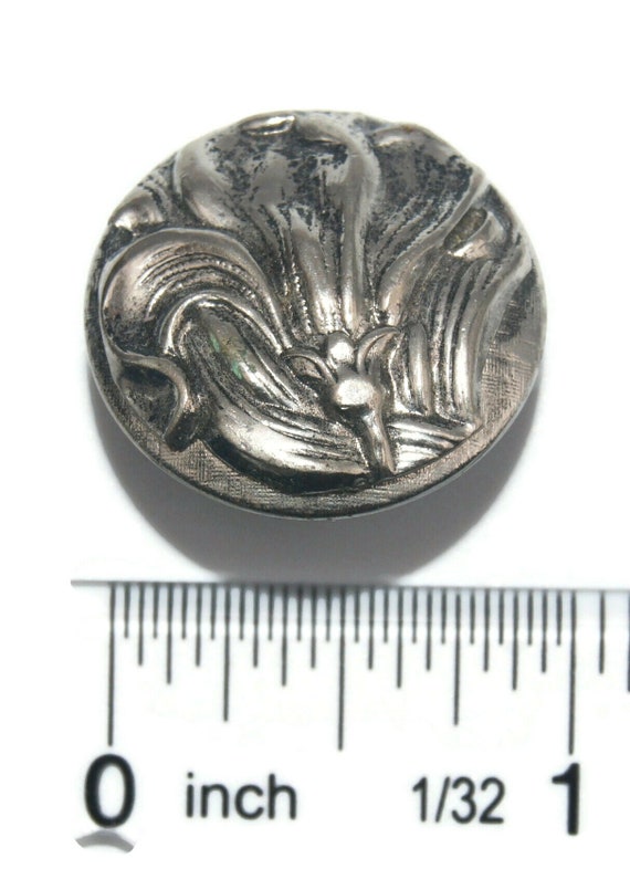 Vintage Silver Tone Round Floral Design Clip on E… - image 5