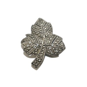 Vintage Silver Tone and Faux Marcasite Leaf Brooch.
