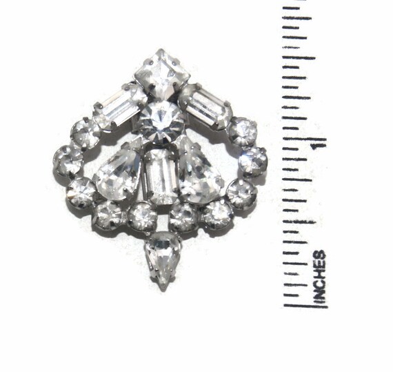 Vintage Art Deco Silver Tone and Clear Rhinestone… - image 3