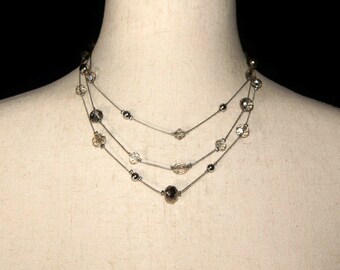 ★VINTAGE HOLLYWOOD★ Margaret Silky Necklace Vintage 1960s Eloxal Aluminum Scroll Chain Silver Tone