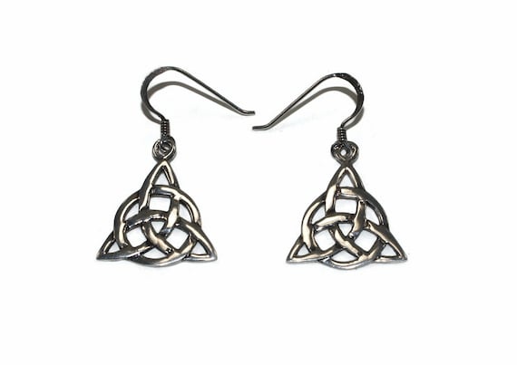 Vintage Celtic Silver Tone Dangle Earrings O16