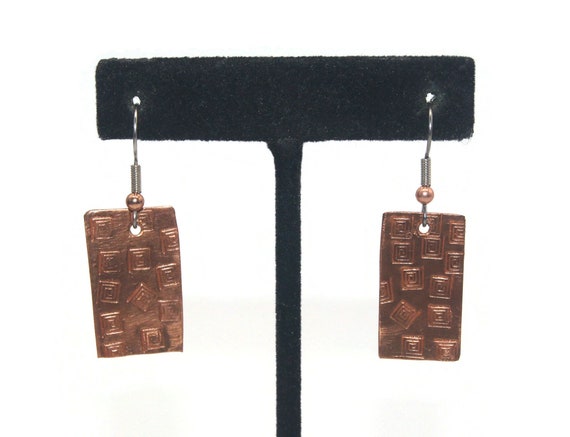 Vintage Copper Rectangular Modernist Stamped Dang… - image 3