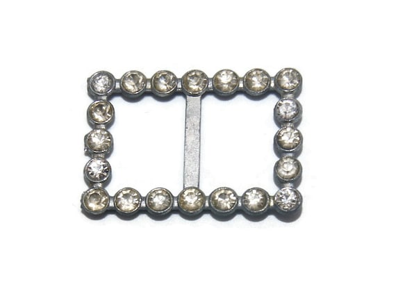 Vintage Signed Clear Rhinestone Silvertone Oversized Buckle Belt Vintage Silver Tone Large Round Clear Rhinestone Belt Buckle  main image 2