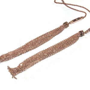 Vintage Gold Tone et Strass Collier Lariat 33 Pouces avec glands à franges longues.