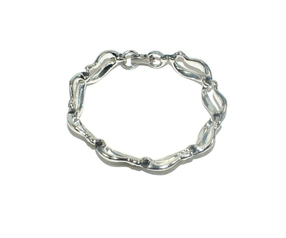 Vintage Coro Silver Tone 7 Inch Link Bracelet wit… - image 1