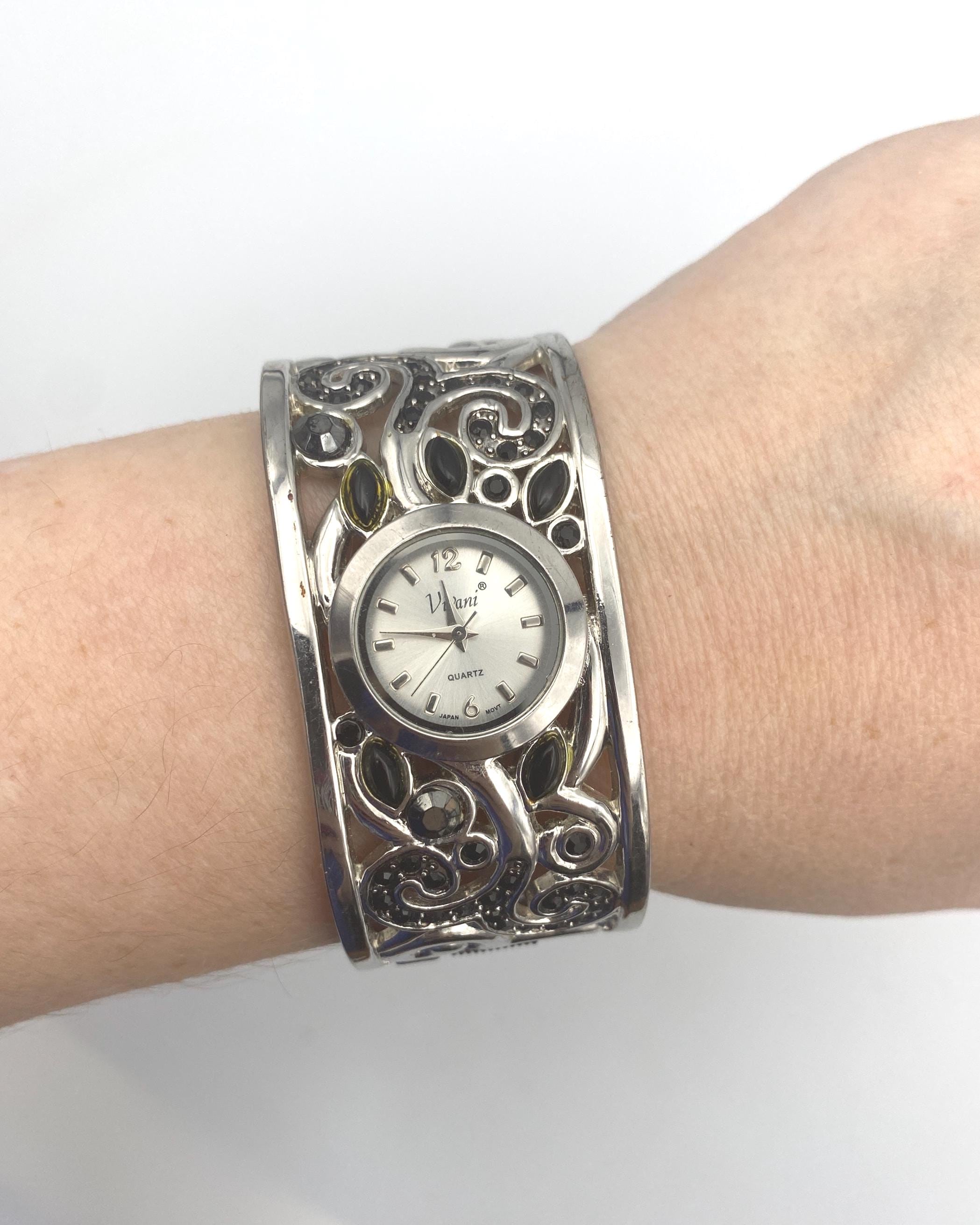 Silver Rhinestone Watch Cuff - Etsy