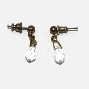 Vintage Gold Tone and Crystal Dangle Earrings with Post Backs for Pierced Ears.