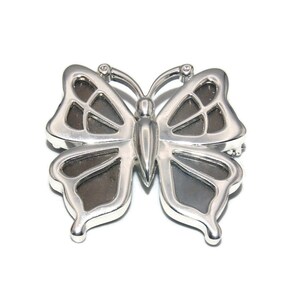 Vintage Silver Tone Cut-Out Butterfly Brooch with Inlaid Faux Abalone.