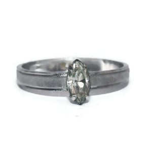 Vintage Joseph Esposito White 18K Gold HGE and Marquise Cut CZ Size 8 1/2 Ring. Hallmarked 18K HGE Espo.